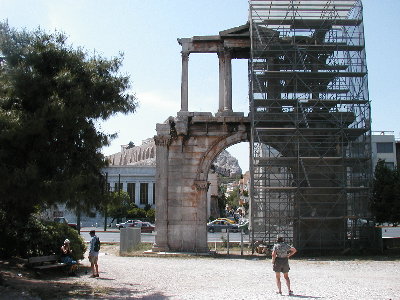 Hadrian's Arch one half under rehab.